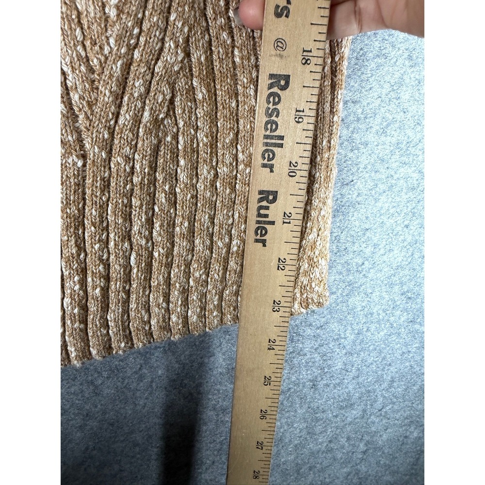 LOFT Womens Tan Marled Ribbed Knit Sweater Vest Size M Cap Sleeve Side Slit‎ - Picture 6 of 8